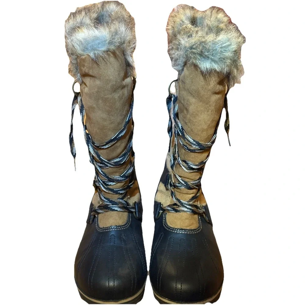 Rugged Outback Women's Boots Size 10 – Black & Brown with Faux‎ Fur Trim